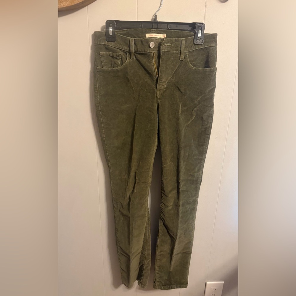 Levi's Olive Green Corduroy Straight Leg Jeans